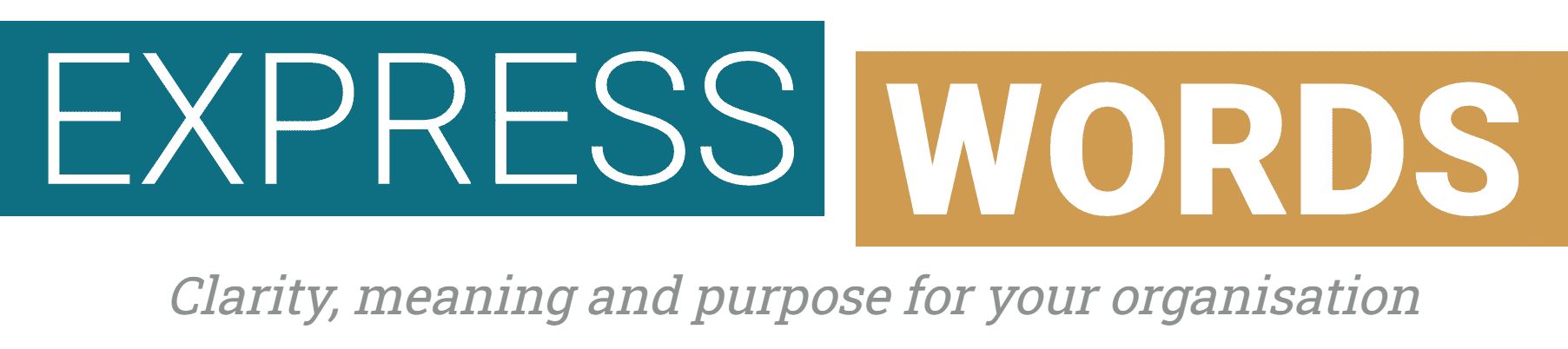 The Express Words logo and strapline - Clarity, meaning and purpose for your organisation