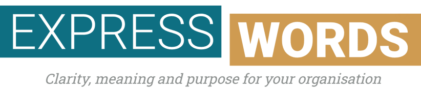 The Express Words logo and strapline - Clarity, meaning and purpose for your organisation